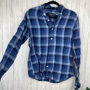 Abercrombie and Fitch medium linen button down blue plaid